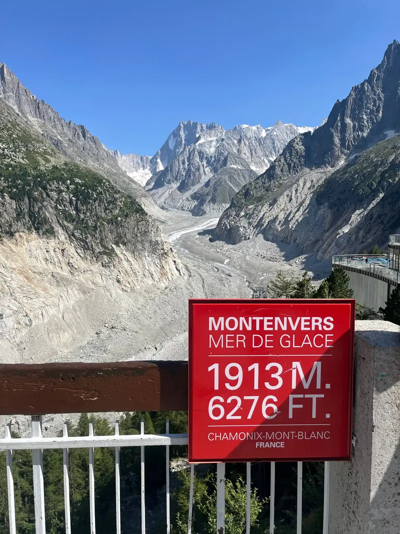 Panneau du Montenvers face à la Mer de Glace